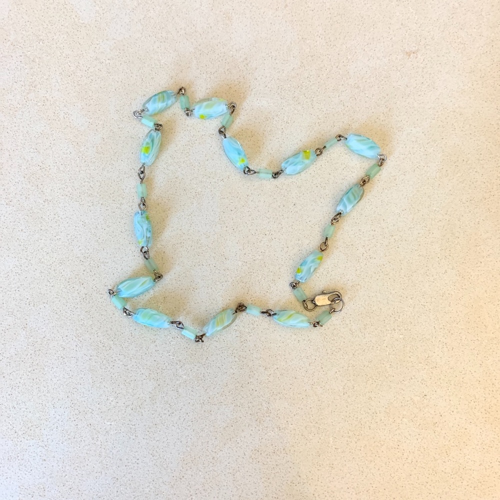 Blue/Green Glass Necklace Or Wrap Bracelet